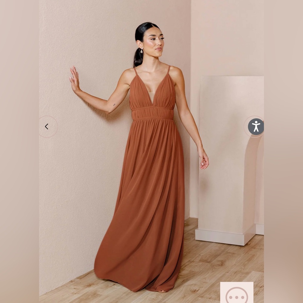 NWT Revelry Bridesmaid Alma Chiffon Dress in Rust Size 22
